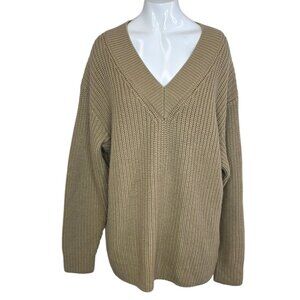 Aritzia Wilfred Belize Sweater, 100% Merino Wool, V-Neck, Knit, Oversize, Size M